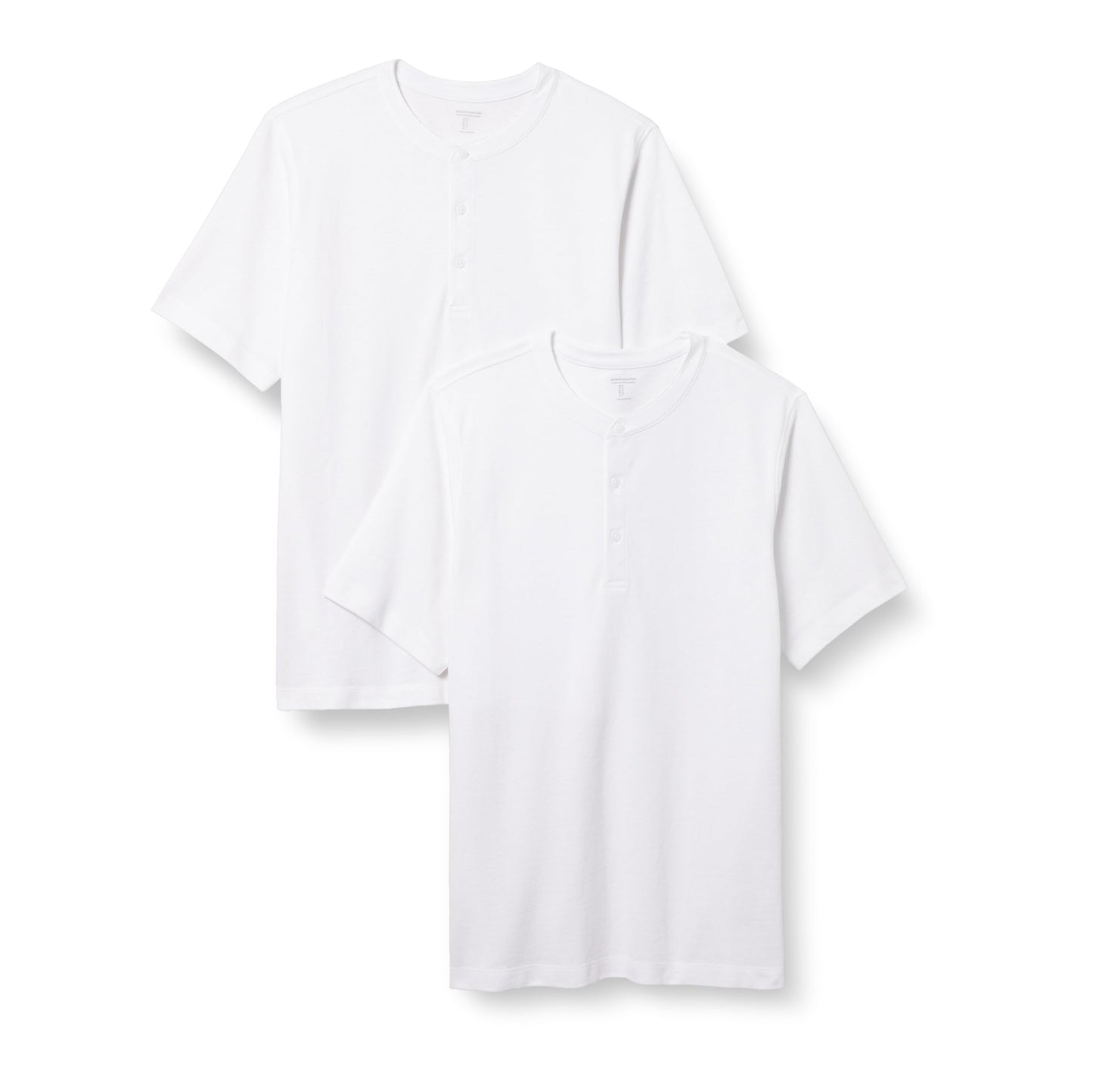 Amazon Essentials Men's Regular-Fit Short-Sleeve Pique Henley (Available in Big & Tall), Pack of 2, White, Small