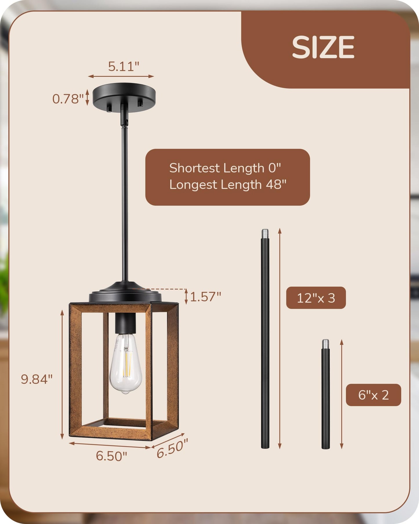 Farmhouse Pendant Light with Adjustable Chain