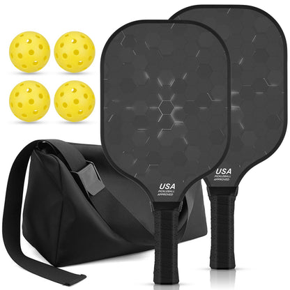 Jobunai 99.9% T300 Carbon Fiber Pickleball Paddles Set of 2 Lightweight Pickleballs Racquet Graphite Indoor Outdoor Yard Games Stuff Beginner Intermediate Pro Sports Accessories Gifts for Family
