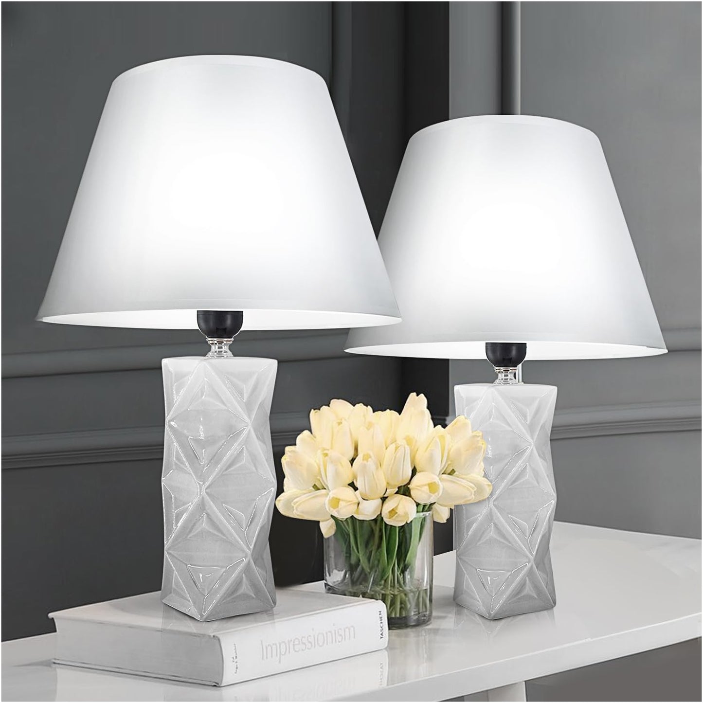 Set of 2 Modern Ceramic Table Lamps