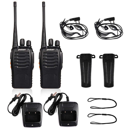 2 Pack pxton Rechargeable Walkie Talkies with Earpieces