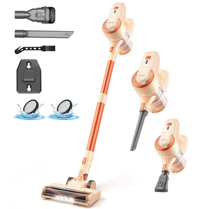 DEVOAC Cordless Vacuum Cleaner, Ultra-Lightweight Stick Vacuum, 2200mAh Battery Up to 40mins Runtime, 6 in 1 Powerful Handheld Vacuum for Home Hard Floor Carpet Pet Hair (Sunset)