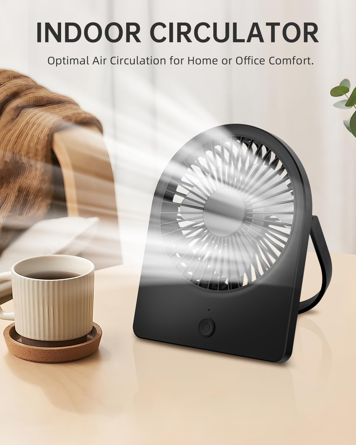 USB Mini Desk Fan with 3 Speeds - Black