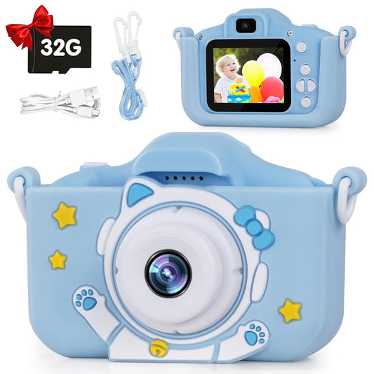 Kids Camera, 48MP Digital Camera for Kids Video Recorder 1080P with 32GB SD Card, IPS 2 Inch Screen Toddler Camera Christmas Birthday Gifts Toy for Aged 3-12 Boys and Girls