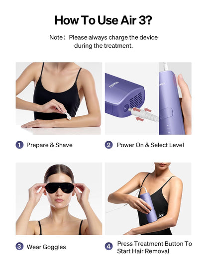 Ulike Laser Hair Removal for Women and Men, Air 3 Ice-Cooling IPL Device Hair Removal for Nearly Painless & Long-Lasting Results, 3 Modes & Auto Flashing for Fast Full Body Hair Removal from Home