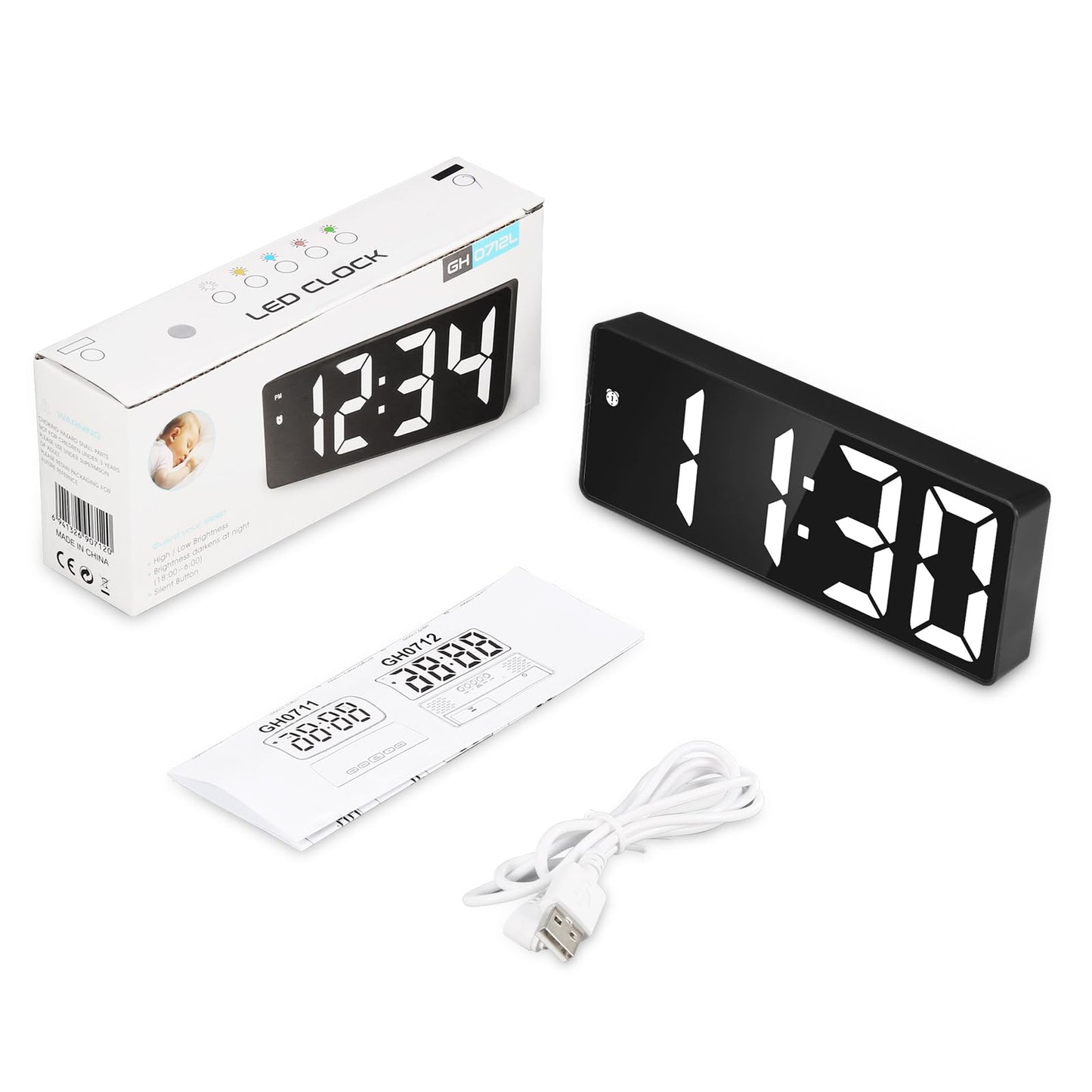 ORIA LED Alarm Clock with USB and Snooze