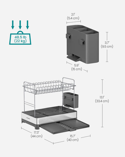 SONGMICS 2-Tier Expandable Dish Drying Rack