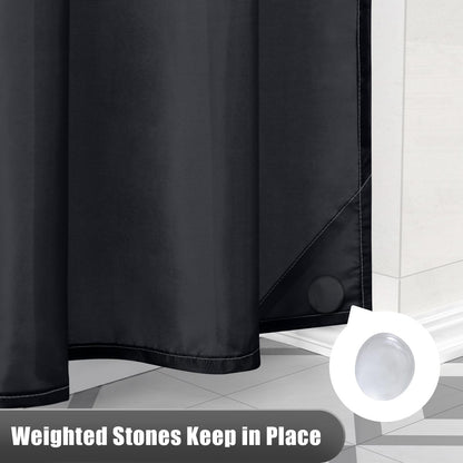 OLANLY Luxury Shower Curtain, Black Ombre Shower Curtain Sets with 12 Shower Curtain Hooks, Waterproof & Washable Black and White Shower Curtains for Bathroom, 72x72 Inches