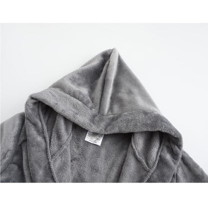 RUOGU Kids Bathrobe Hooded Plush Fleece Robe for Girls Boys Grey 5-6 Years