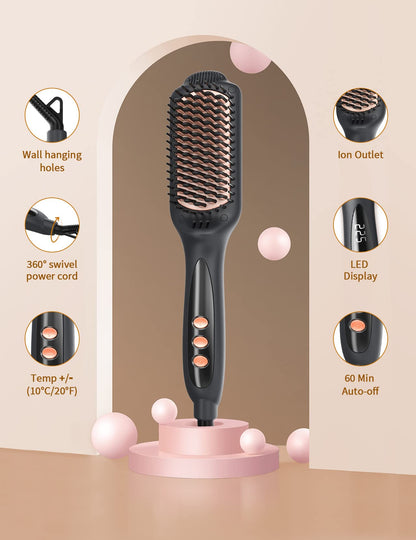 LANDOT Hair Straightening Brush with Dual Voltage