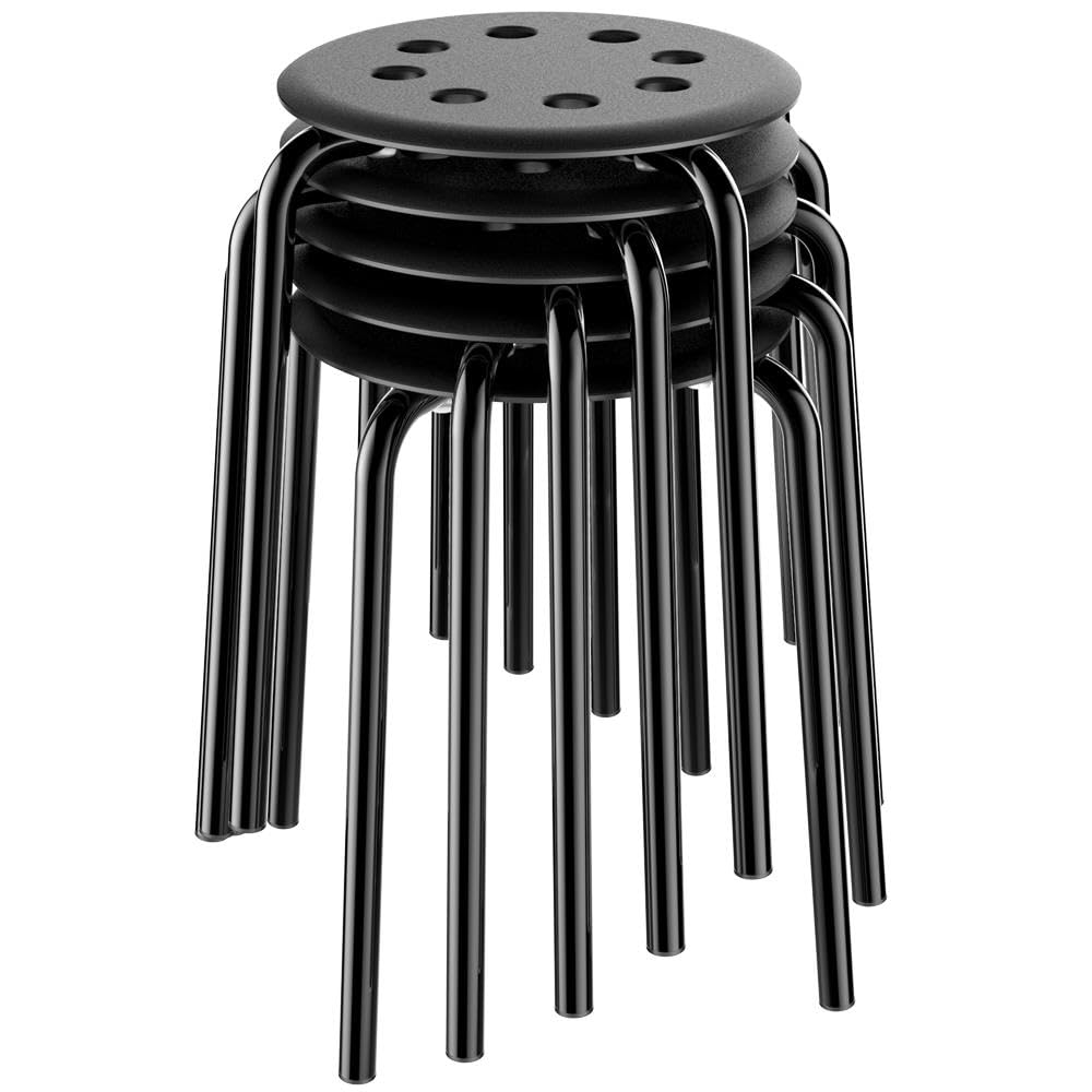 Yaheetech 5-Pack Black Round Plastic Stools