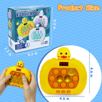 Fast Push Game, Pop Light Up Game Toys Upgraded Version with Game Clearance LED Screen, Handheld Puzzle Game Fast Push Bubble Game, Autism Sensory Toys Mini Games, Fidget Toy for Kids (Yellow Duck)