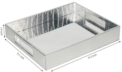 Silver Decorative Mirror Tray for Makeup Organizer