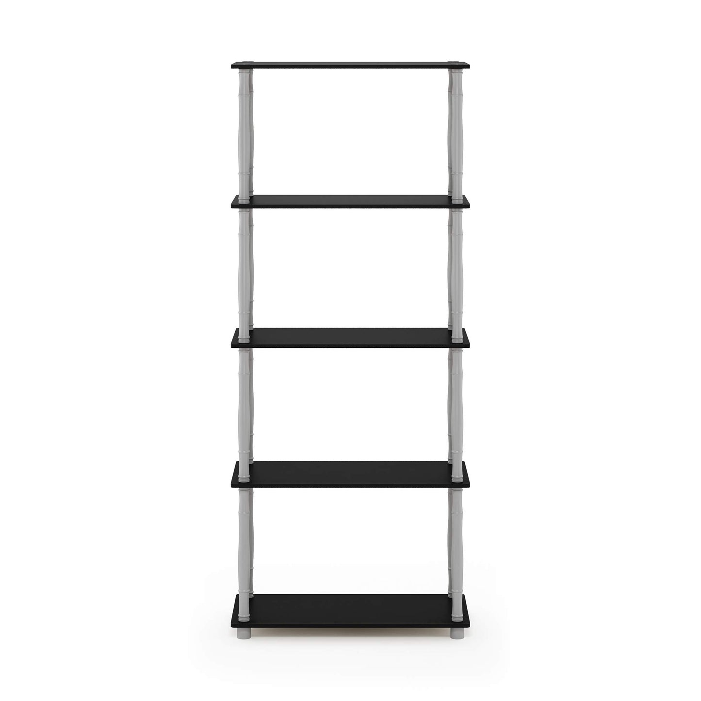 Furinno Turn-N-Tube 5-Tier Multipurpose Shelf / Display Rack / Storage Shelf / Bookshelf, Classic Tubes, Black/Grey