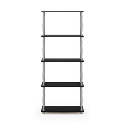 Furinno Turn-N-Tube 5-Tier Multipurpose Shelf / Display Rack / Storage Shelf / Bookshelf, Classic Tubes, Black/Grey