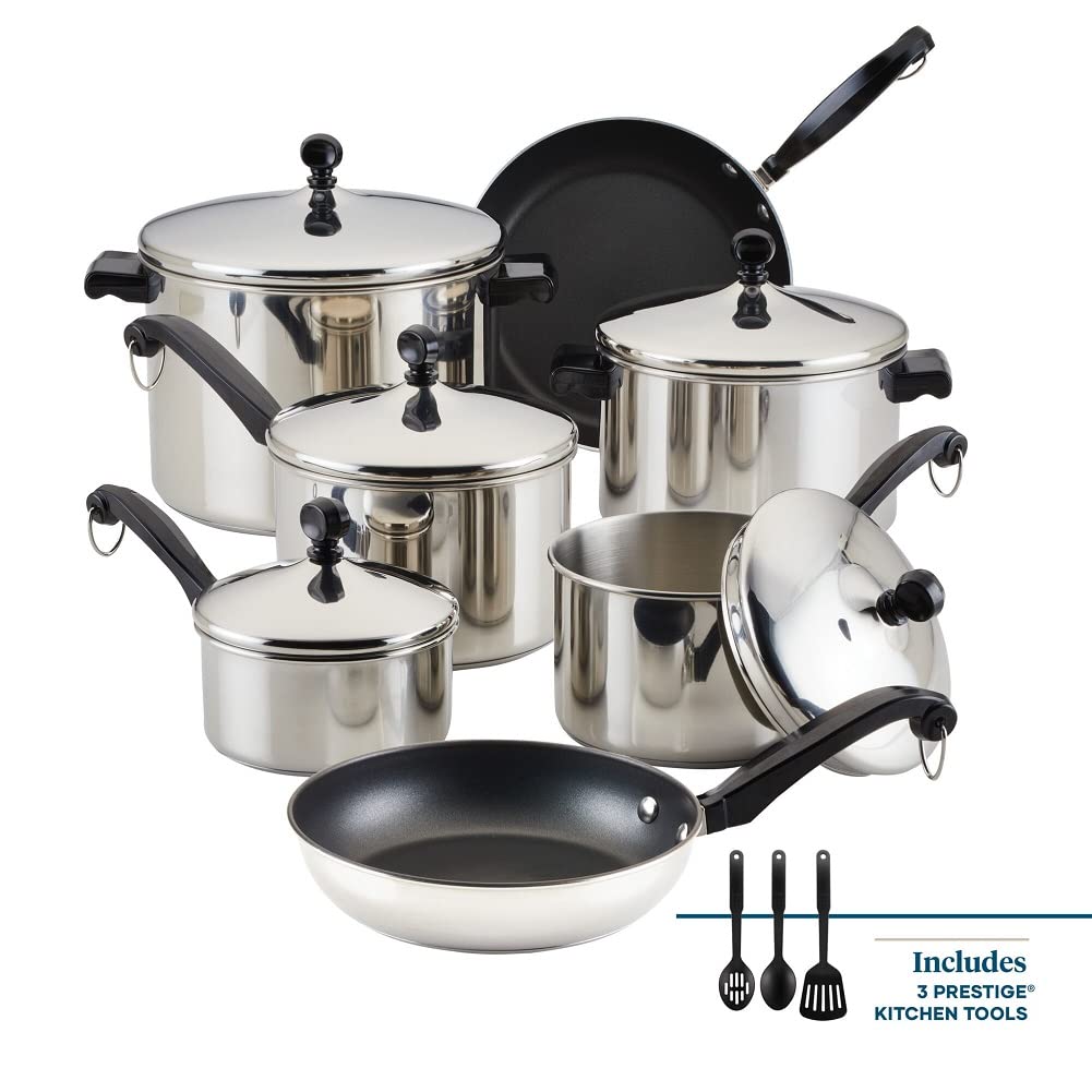 15-Piece Farberware Stainless Steel Cookware Set