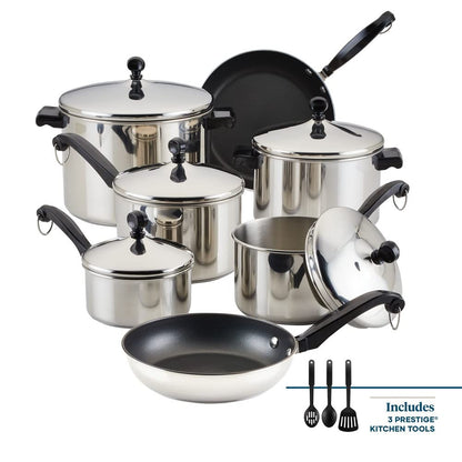 15-Piece Farberware Stainless Steel Cookware Set