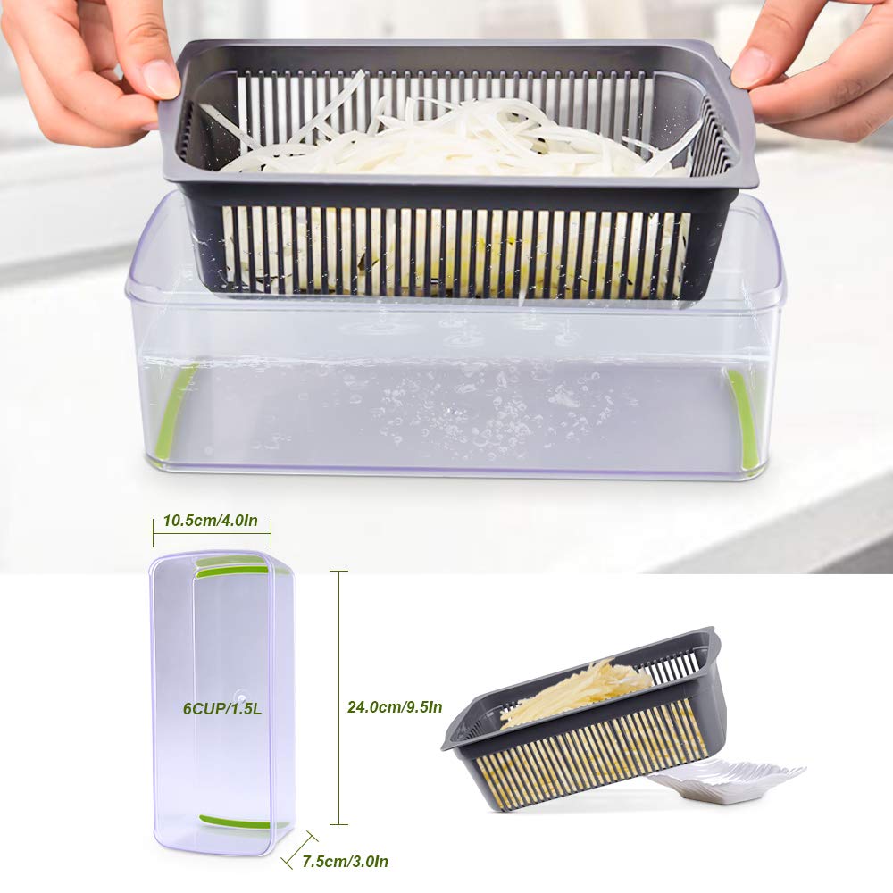 Vegetable Chopper Onion Chopper Cutter Pro 14 in 1 Food Chopper Slicer Dicer Kitchen Manual Veggie Chopper Cutter with 8 Blades Container Drain Basket for Tomato Potato Carrot Chopper