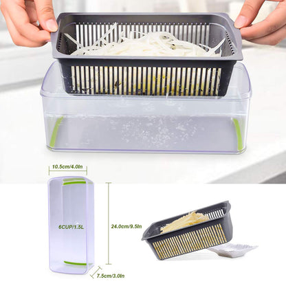 Vegetable Chopper Onion Chopper Cutter Pro 14 in 1 Food Chopper Slicer Dicer Kitchen Manual Veggie Chopper Cutter with 8 Blades Container Drain Basket for Tomato Potato Carrot Chopper