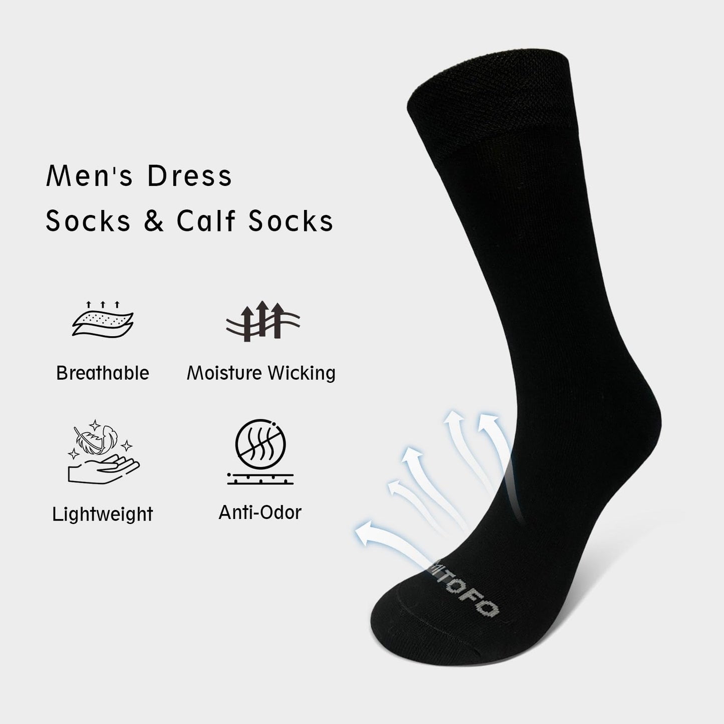 ZAKASA Men's Dress Socks: Mens Calf Socks Classic Dress Socks for Men Moisture Wicking Soft - 6 Pairs