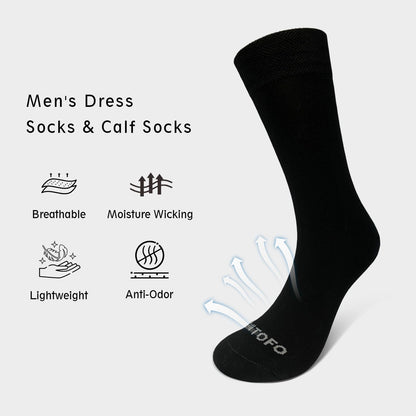 ZAKASA Men's Dress Socks: Mens Calf Socks Classic Dress Socks for Men Moisture Wicking Soft - 6 Pairs