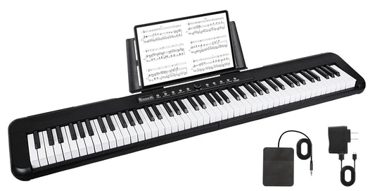 Digital Piano 88 Key Full Size Semi Weighted Electronic Keyboard Piano with Music Stand,Power Supply,Sustain Pedal,Bluetooth,MIDI,for Beginner Professional at Home/Stage