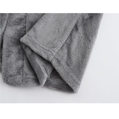 RUOGU Kids Bathrobe Hooded Plush Fleece Robe for Girls Boys Grey 5-6 Years