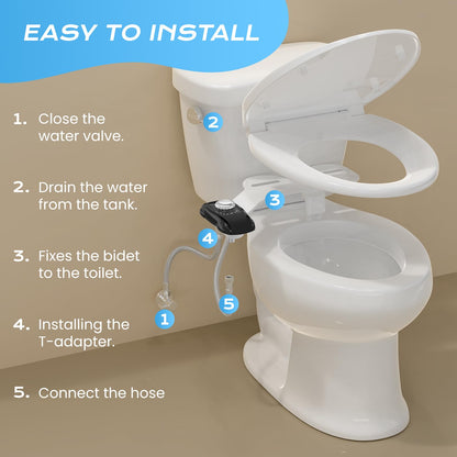 Clirass Non-Electric Bidet Attachment with Dual Nozzles