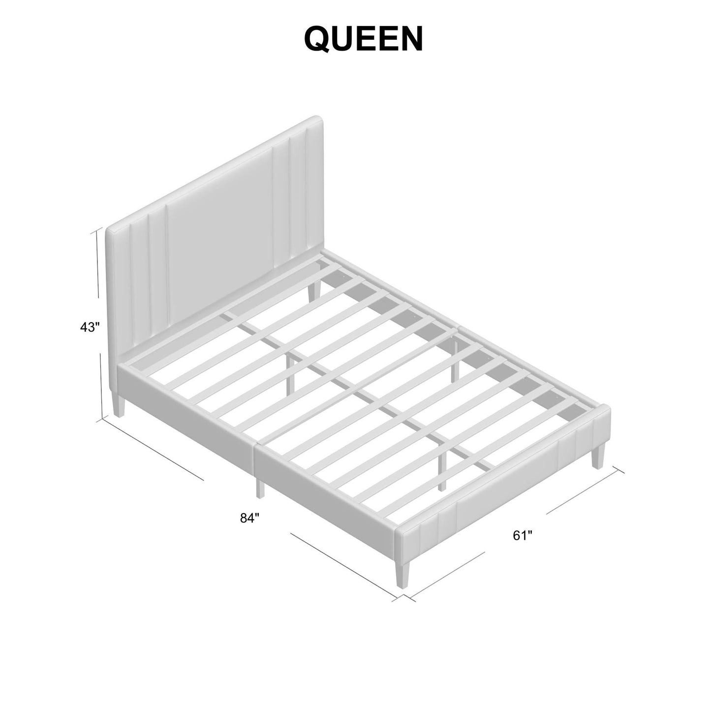 Decoro Chicago Modern Upholstered Platform Bed Frame, Tufted Headboard & Wooden Bed Frame, Wood Slats Support, Bed Frame No Box Spring Needed, Lightweight, Durable, Easy Assembly - Dark Grey, Queen