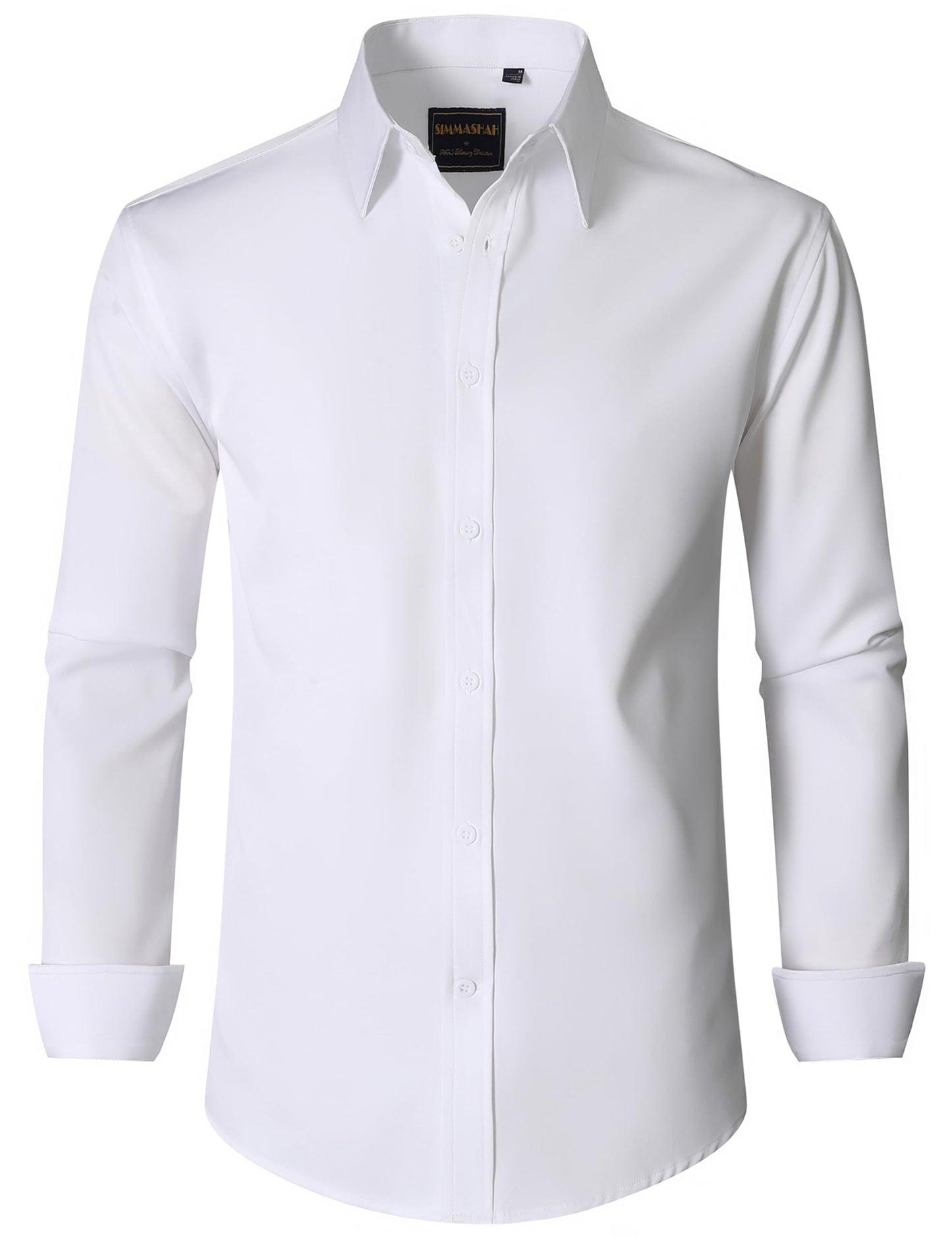 Simmashah Men's Wrinkle-Free Dress Shirt, White XL-Tall