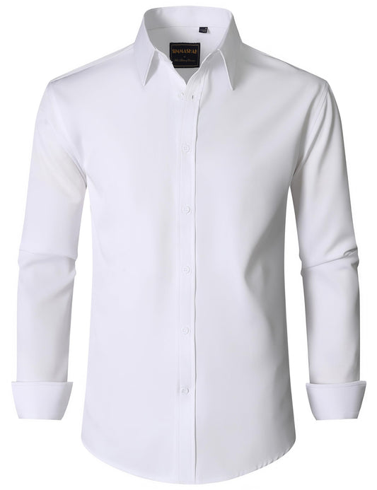 Simmashah Men's Wrinkle-Free Dress Shirt, White XL-Tall