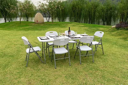 Elevon Portable Utility Camping Crafting Folding Table, 6 Feet, White