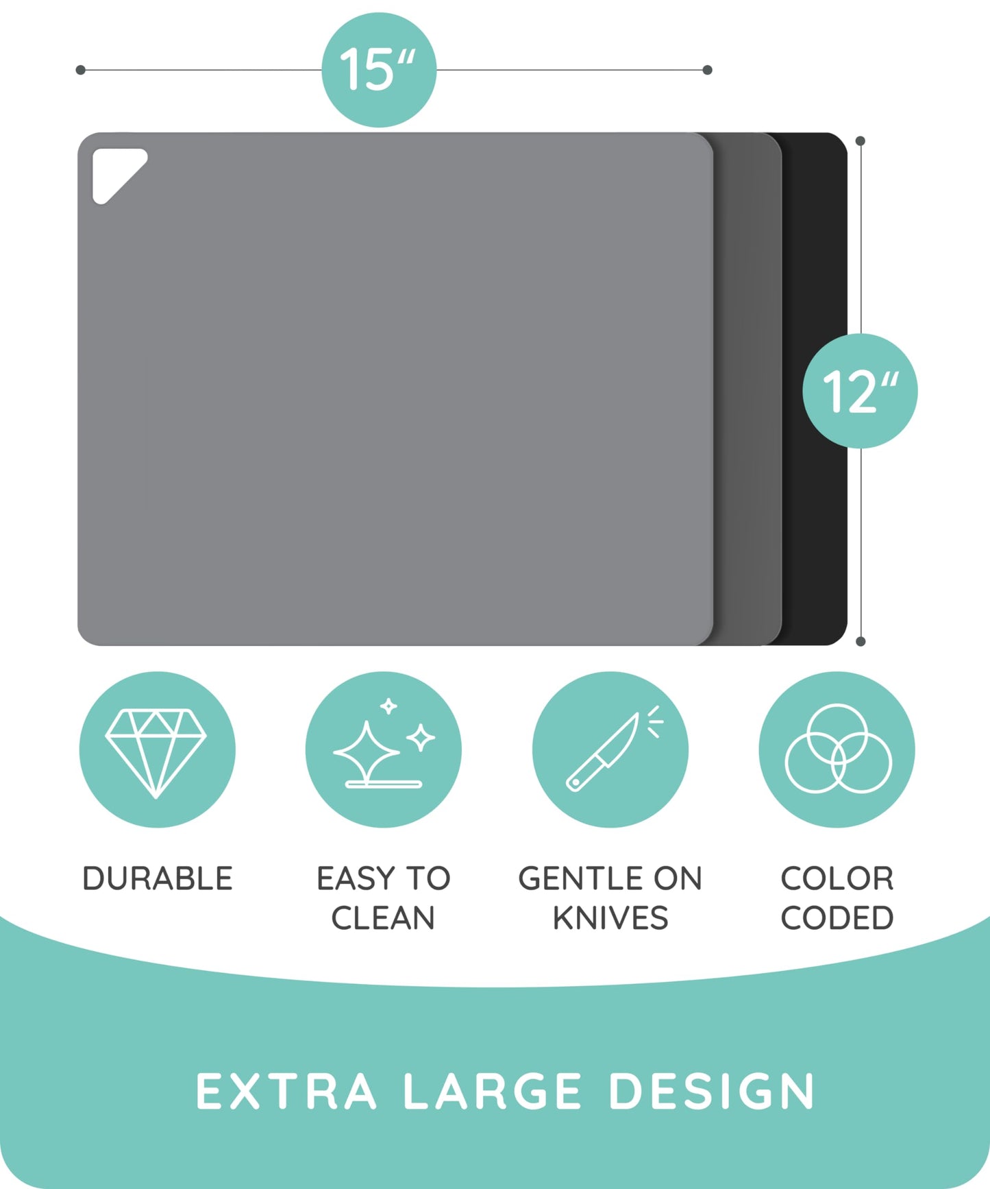 Flexible Non-Slip Cutting Boards Set of 3