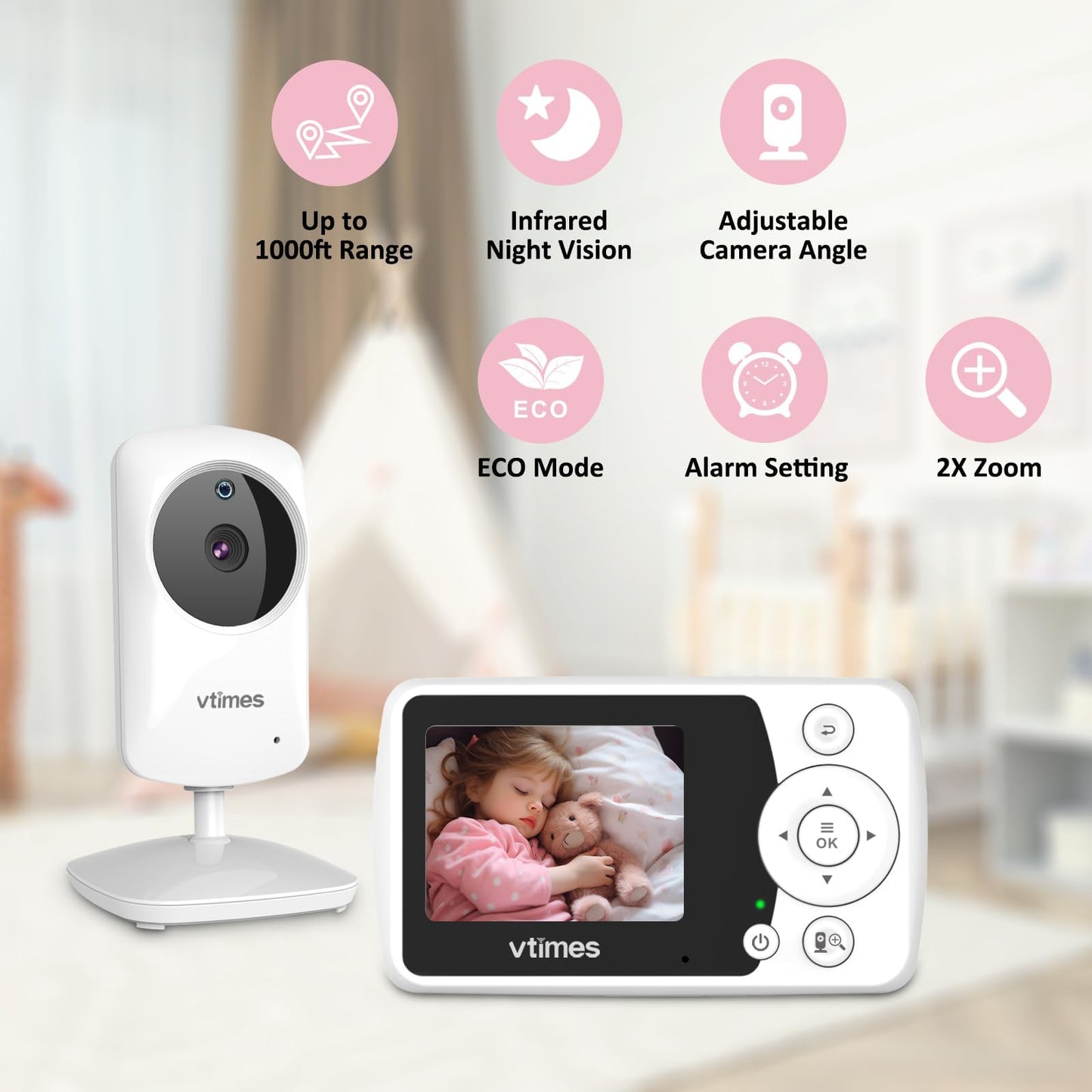 Video Baby Monitor with Night Vision & Audio
