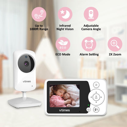 Video Baby Monitor with Night Vision & Audio