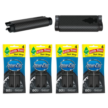 LITTLE TREES Car Air Freshener. Vent Wrap Provides Long-Lasting Scent, Slip on Vent Blade. New Car, 16 Air Fresheners, 4 Count (Pack of 4)
