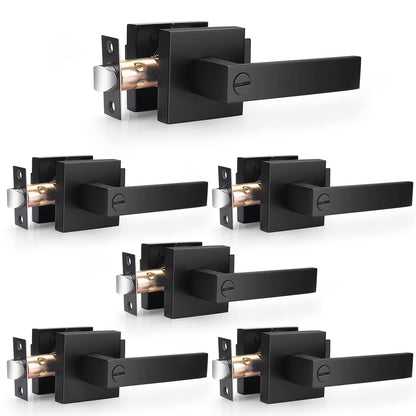 Probrico Matte Black Privacy Door Handles 6 Pack