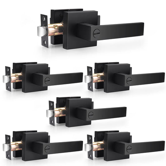 Probrico Matte Black Privacy Door Handles 6 Pack