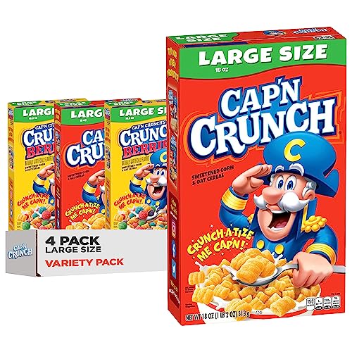 4 Pack Cap'n Crunch Original and Crunch Berries Cereal (OU-D)