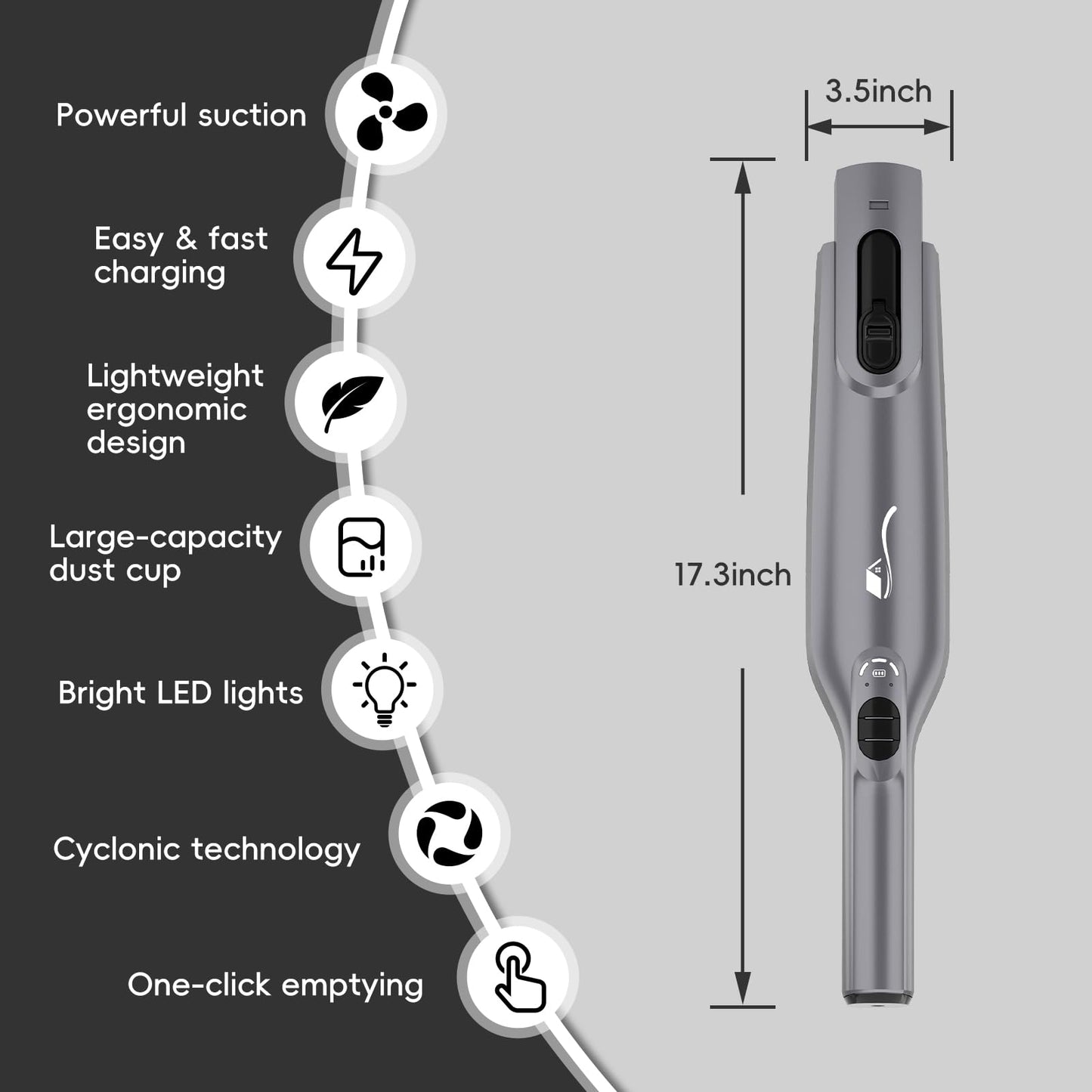 Cordless Handheld Vacuum with LED Light