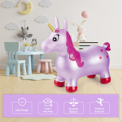 Bouncy Inflatable Unicorn Ride-on Toy for Kids