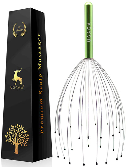 USAGA 28 Finger Head Scratcher, Head Massager, Scalp Massager, Head Whisk Massager, Wire Massager for Head Hair Body Massage and Stress Relax (Cyan)