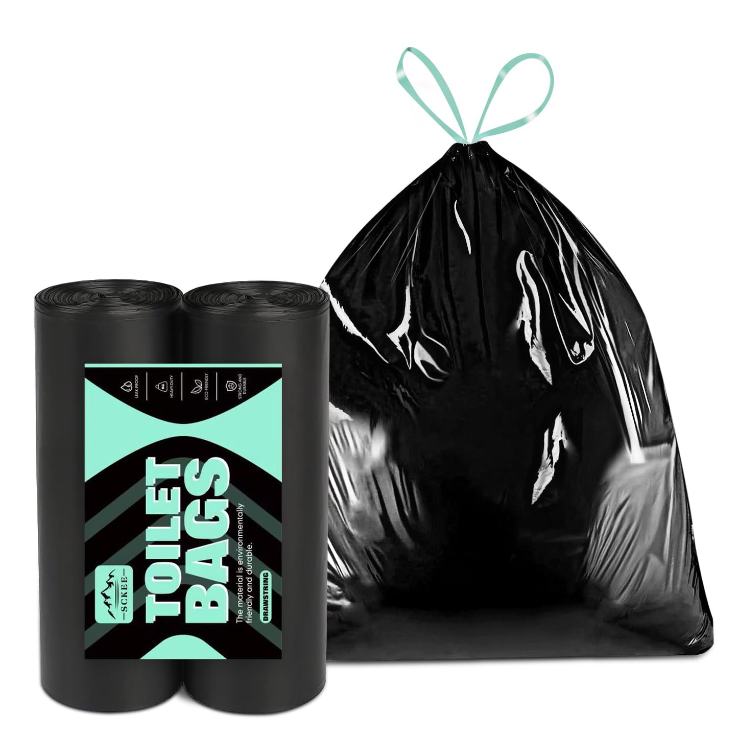 Sckee 50 Pack Heavy-Duty Waste Liners with Drawstring
