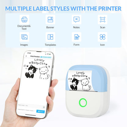 Mini Wireless Bluetooth Sticker Printer for Photos