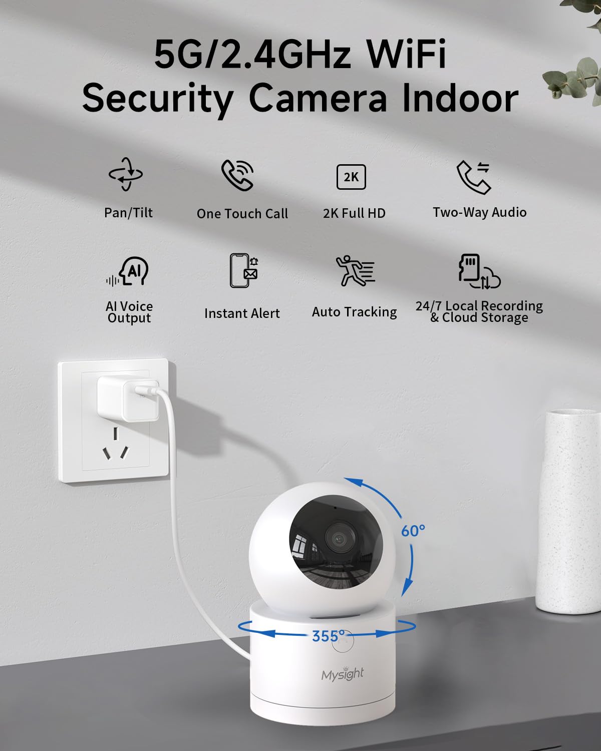 2K Pan/Tilt Security Camera with 2-Way Talk