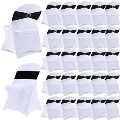 25 Sets Spandex Folding Chair Covers with Sashes Set