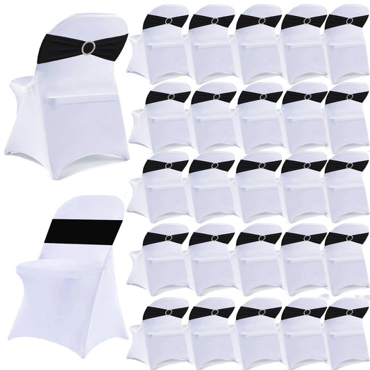 25 Sets Spandex Folding Chair Covers with Sashes Set