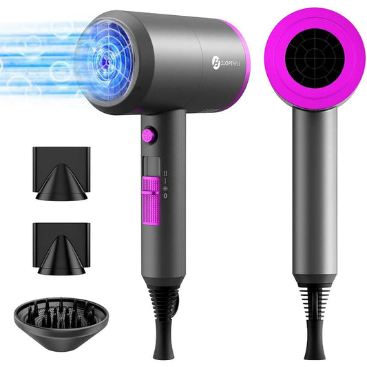 1800W Ionic Hair Dryer with Diffuser & Nozzles