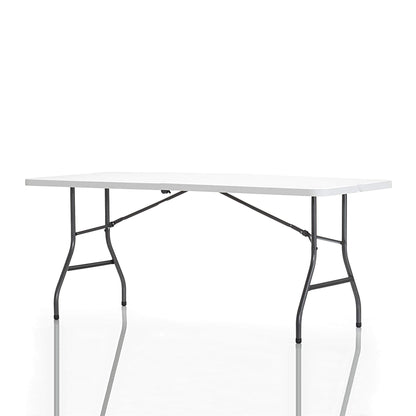 COSCO Fold-in-Half Banquet Table w/Handle, 6ft, White