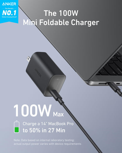 100W Anker Foldable Type C Charger with Cable